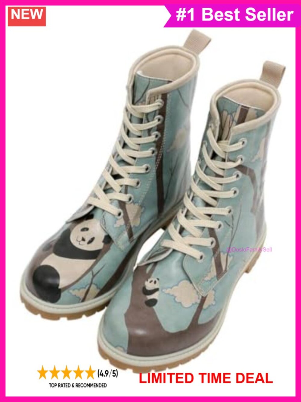 Faux Leather Ankle Combat Boots Closed Toe No Heel Winter